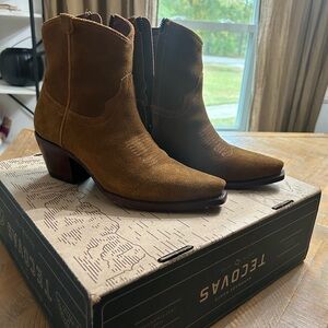 Tecovas Brown Suede Ankle Booties